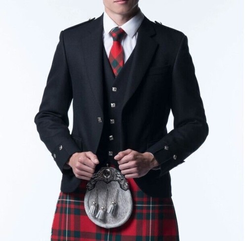 Hire black argyll jacket - ex-hire,